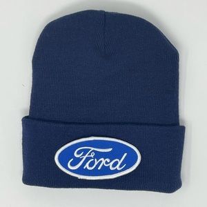 Navy Blue Beanie with Ford patch unique vintage